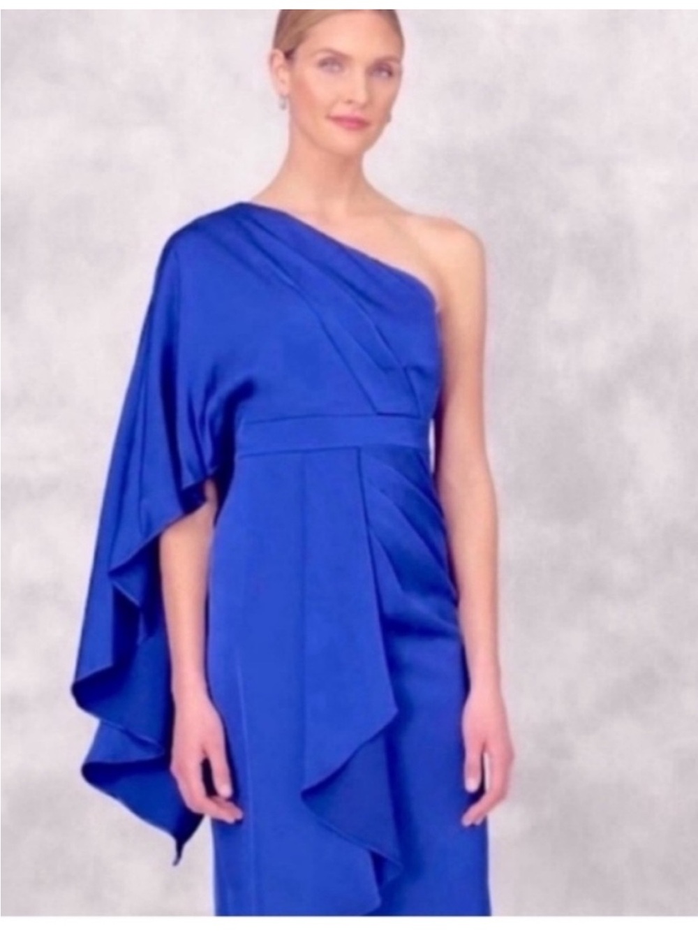 Aidan Mattox One-Shoulder Royal Blue Draped Evening Gown Sz 2